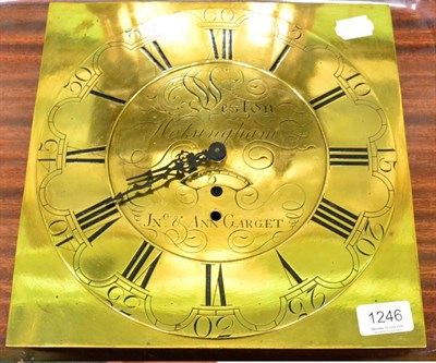 Lot 1246 - Brass square longcase clock dial, inscribed J & A Garget, Weston, Wolsingham