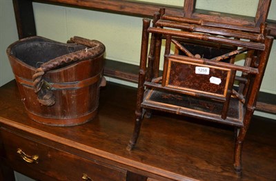 Lot 1258 - J Williams lacquered and bamboo Canterbury and a staved oak bucket with rope handle