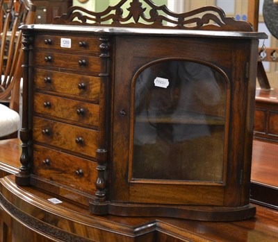 Lot 1289 - A 19th century walnut cabinet with six drawers, of small dimensions