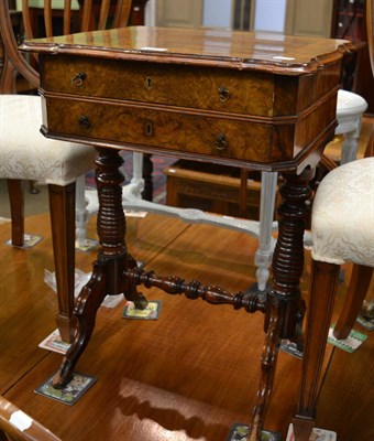 Lot 1290 - A 19th century German walnut work table of two drawers, with key