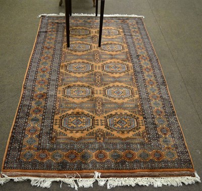 Lot 1313 - A Lahore Bukhara rug, Punjab, the lattice field of chodor guls enclosed by multiple narrow borders