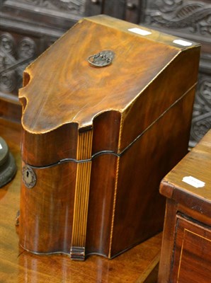 Lot 1317 - A George III mahogany knife box with silver mounts, converted to a stationary box