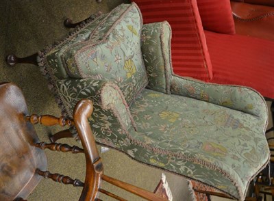 Lot 1341 - Circa 1920's wing armchair upholstered in Oriental patterned brocade