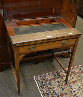 Lot 1349 - Edwardian inlaid writing table with hinged top