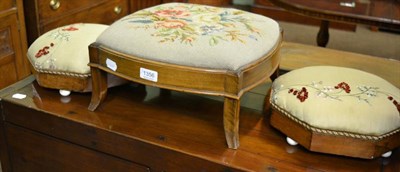 Lot 1356 - A pair of Victorian footstools later recovered and a needlework footstool (3)