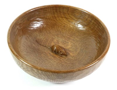 Lot 558 - Mouseman: A Robert Thompson English Oak Large Fruit Bowl, tooled interior and exterior, with carved