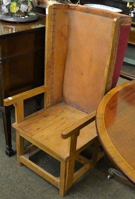 Lot 1385 - An oak and leather Orkney style chair