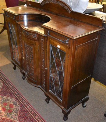 Lot 1389 - Late Victorian mahogany side cabinet with leaded glazed doors