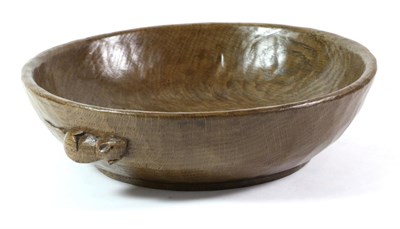 Lot 560 - Mouseman: A Robert Thompson English Oak Fruit Bowl, tooled interior and exterior, with carved mouse