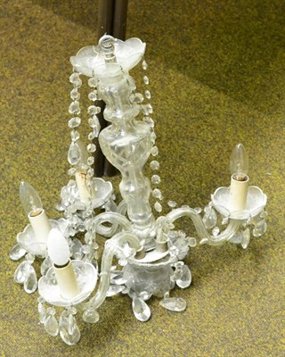 Lot 1403 - A small five light cut glass chandelier