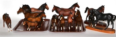 Lot 3 - Beswick and Royal Doulton horses including: Black Beauty and Foal, The Quarter Horse, The...