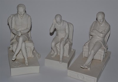 Lot 10 - Three Parian figures of the Duke of Wellington, one stamped to the underside Sml Alcock & Co...