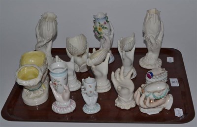 Lot 33 - A collection of ceramic ";hand"; ornaments