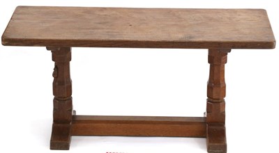 Lot 566 - Mouseman: A Robert Thompson English Oak 3ft Refectory Coffee Table, the rectangular top on two...