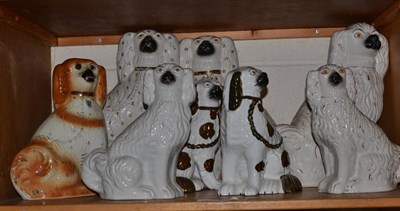 Lot 87 - A pair of Staffordshire ";open foot"; spaniels, a large pair, a smaller pair and two others