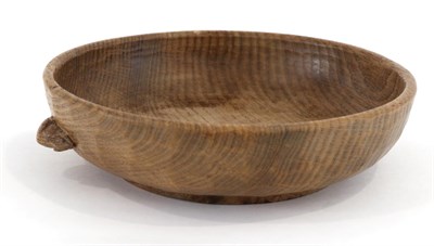 Lot 571 - Mouseman: A Robert Thompson English Oak Fruit Bowl, with carved mouse signature to the...