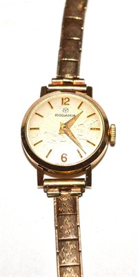 Lot 113 - A lady's 9ct gold Rodania wristwatch on a 9ct gold bracelet strap
