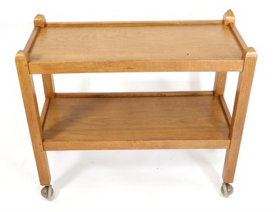 Lot 572 - Mouseman: A Robert Thompson English Oak Dinner Wagon, with two tiers both with raised sides...