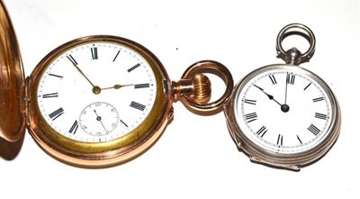 Lot 141 - A gold plated pocket watch and a lady's fob watch with case stamped ";Silver 800"