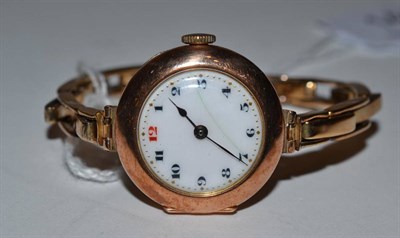 Lot 144 - A 9ct gold lady's wristwatch, early 20th century, Arabic dial (a.f.)