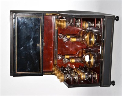 Lot 174 - An ebony veneered and brass inlaid drinks cabinet