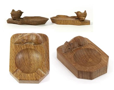 Lot 578 - Mouseman: Two Robert Thompson English Oak Ashtrays, of standard rectangular form, each with...