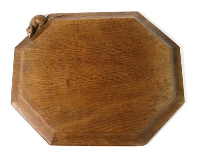 Lot 579 - Mouseman: A Robert Thompson English Oak Breadboard, with carved mouse signature, 30.5cm