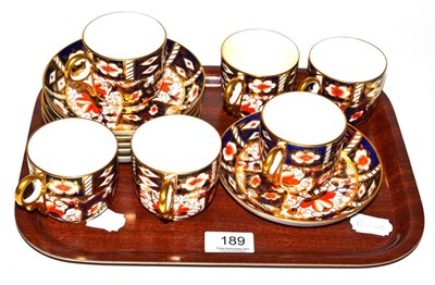 Lot 189 - Royal Crown Derby Imari; a harlequin set of six coffee cans and saucers, pattern number 2451