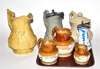 Lot 193 - A collection of stoneware jugs including Ridgway