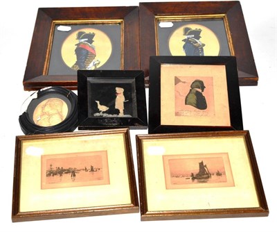 Lot 198 - A pair of silhouette portraits of Naval Officers, a silhouette Ludlow Killabey, Ivorex bas...