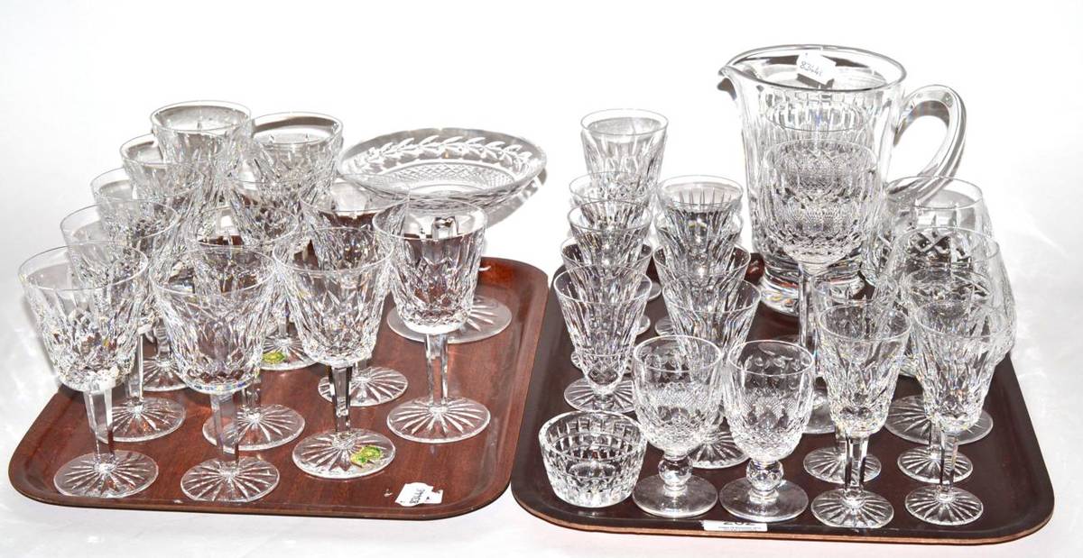 Lot 202 - Group of Waterford Crystal including a Tramore water jug (7";), Glandore tazza (4 3/4";), Salt...