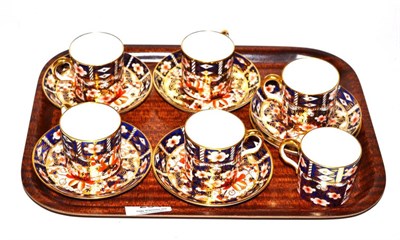 Lot 204 - Royal Crown Derby Imari; six coffee cans and saucers pattern number 2451