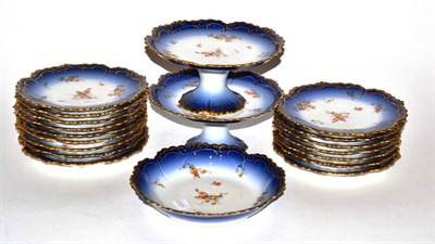 Lot 207 - A Limoges dessert service, floral design, retailed by W Frain & Son, Dundee (qty)