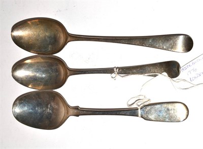 Lot 227 - A George III silver Old English pattern table spoon, by Hester Bateman, London, 1776; together with