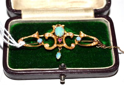 Lot 232 - An opal and seed pearl brooch