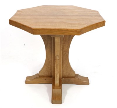 Lot 587 - Mouseman: A Robert Thompson English Oak Octagonal Coffee Table, on a cruciform base, with...