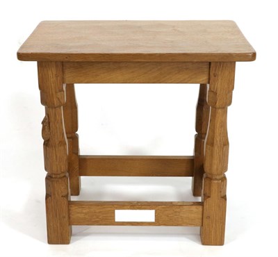 Lot 591 - Mouseman: A Robert Thompson English Oak Stool, on four octagonal legs joined by stretchers,...