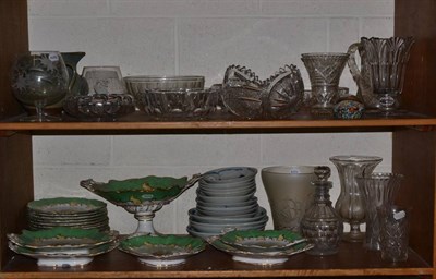 Lot 306 - A Victorian china part dessert service, other ceramics, Millefiore glass paperweight and a quantity