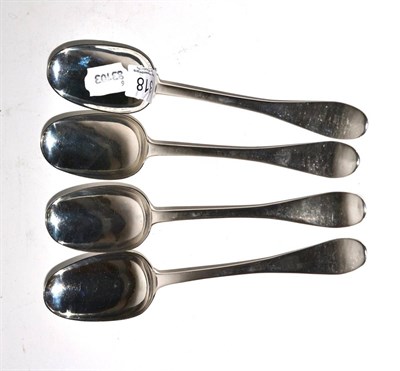 Lot 318 - A set of four George III silver basting spoons, T Cox Savory, London  1828