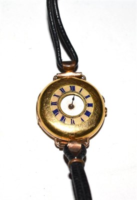 Lot 320 - Lady's half hunter wristwatch, stamped '18k'