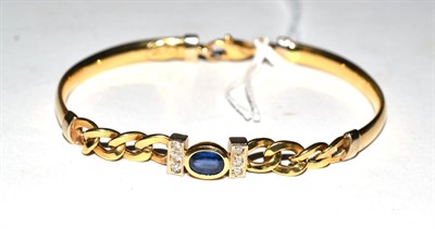 Lot 323 - Fancy bracelet, set with diamonds and sapphire, stamped '750'