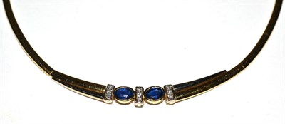 Lot 324 - Fancy necklace set with diamonds and sapphires, stamped '750'