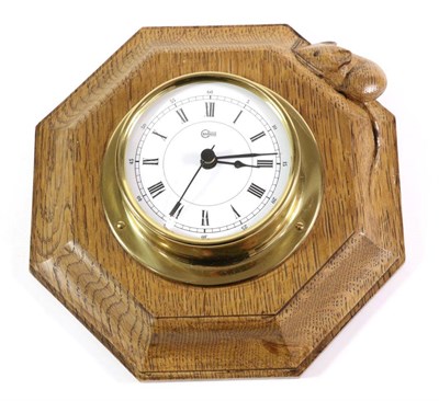 Lot 596 - Mouseman: A Robert Thompson English Oak Wall Clock, the octagonal frame with Barigo battery...