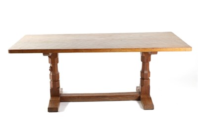 Lot 598 - Mouseman: A Robert Thompson English Oak 6ft Refectory Dining Table, the rectangular dowelled top on