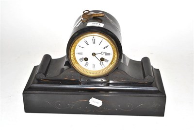 Lot 441 - A black slate striking mantel clock