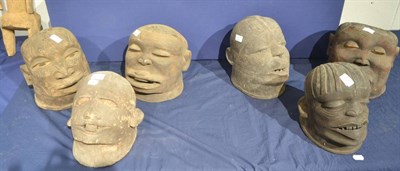 Lot 1012 - Six Makonde Lipico helmet masks, Tanzania