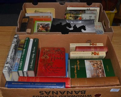 Lot 1017 - Two boxes of hunting and country sports books, early 20th century cloth and more modern, some...