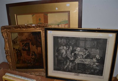 Lot 1048 - Large prints and an oil painting