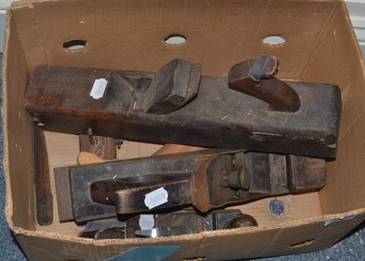 Lot 1049 - Five various wood planes including Stanley No. 4 and a vintage plough plane