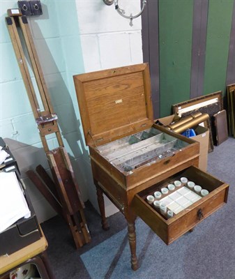 Lot 1061 - Reeves & Sons Ltd, London oak artist's box and an artist's easel (2)